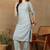 Women grey ethnic motifs embroidered chikankari liva rayon a-line kurta & palazzo set