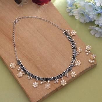 White color dual tone oxidised necklace set 1