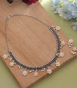 White color dual tone oxidised necklace set