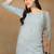 Women grey ethnic motifs embroidered chikankari liva rayon a-line kurta & palazzo set