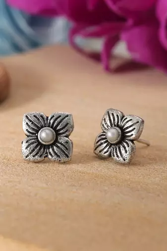 Silver color oxidised earrings