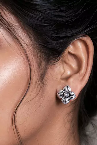 Silver color oxidised earrings