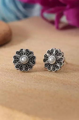 Silver color oxidised earrings