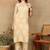 Women beige rayon ethnic motifs embroidered a-line chikankari kurta & palazzo set