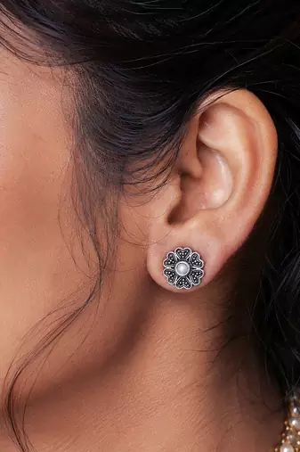 Silver color oxidised earrings