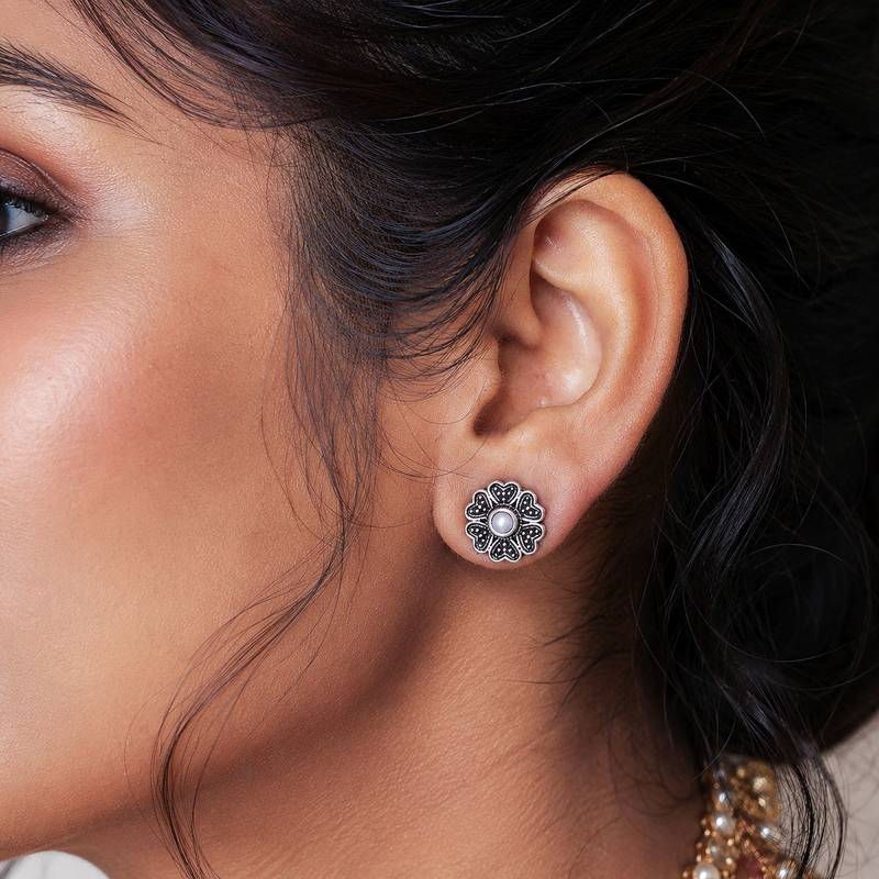 Silver color oxidised earrings