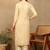 Women beige rayon ethnic motifs embroidered a-line chikankari kurta & palazzo set