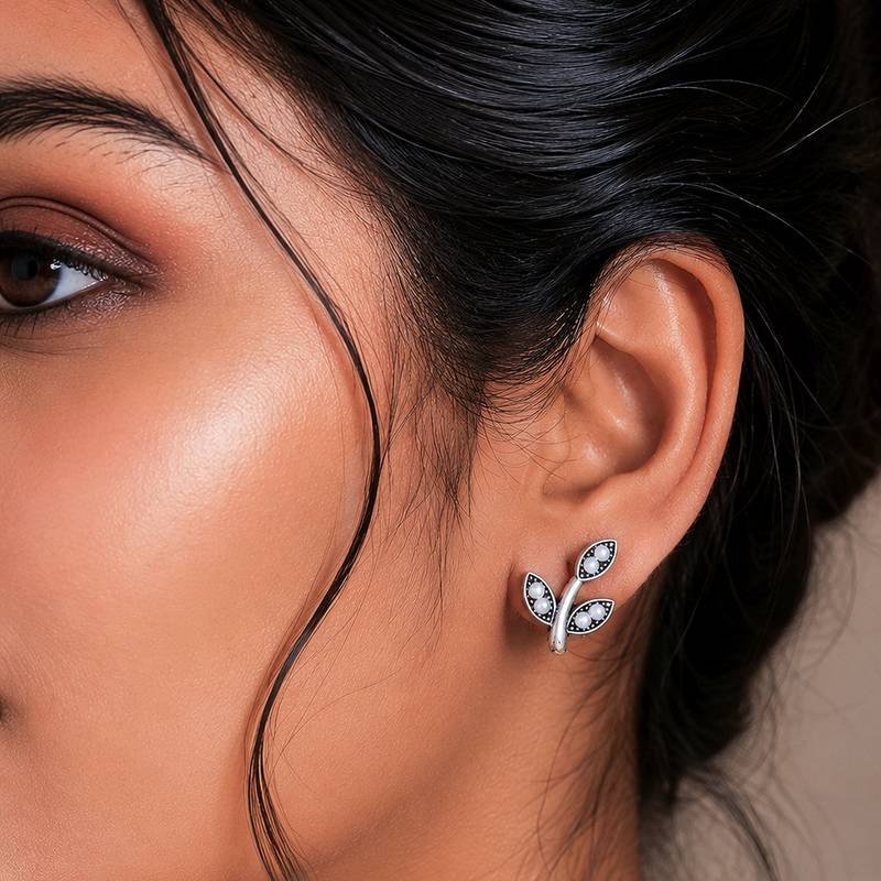 Silver color oxidised earrings