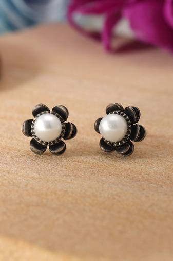 Silver color oxidised earrings