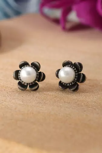 Silver color oxidised earrings
