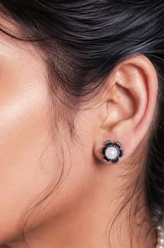 Silver color oxidised earrings