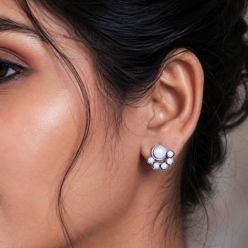 White color oxidised earrings 2