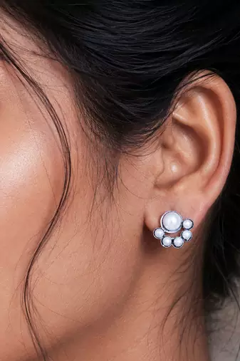 White color oxidised earrings