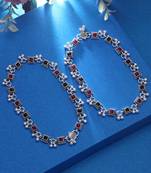 Rani & green color oxidised anklet