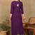 Women purple floral booti embroidered chikankari liva straight kurta & palazzo set