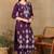 Women purple floral booti embroidered chikankari liva straight kurta & palazzo set