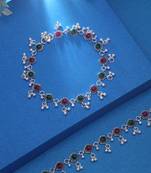 Rani & green color oxidised anklet