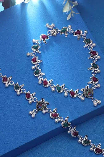 Multi color oxidised anklet