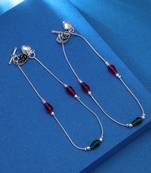 Rani & green color oxidised anklet
