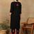 Women black & red floral embroidered chikankari a-line liva kurta & palazzo set