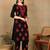 Women black & red floral embroidered chikankari a-line liva kurta & palazzo set