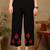 Women black & red floral embroidered chikankari a-line liva kurta & palazzo set