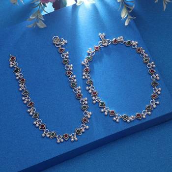 Maroon & green color oxidised anklet 1