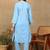 Women blue cotton floral chikankari embroidered straight kurta & palazzo set