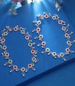 Rani & green color oxidised anklet