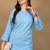 Women blue cotton floral chikankari embroidered straight kurta & palazzo set