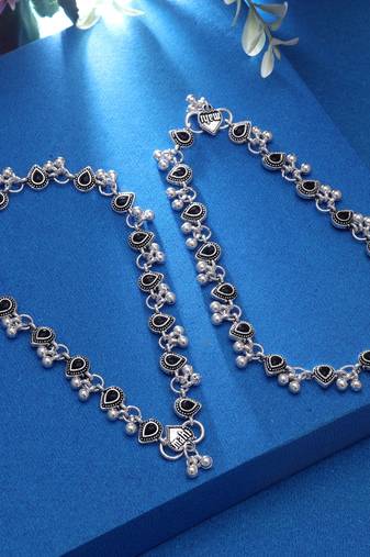 Black color oxidised anklet