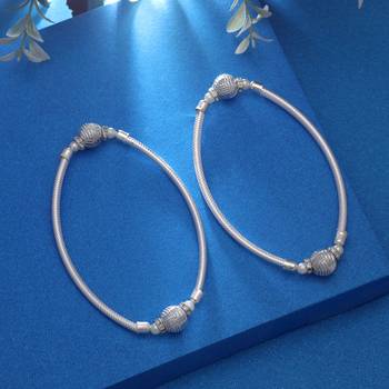 Silver color oxidised anklet 1