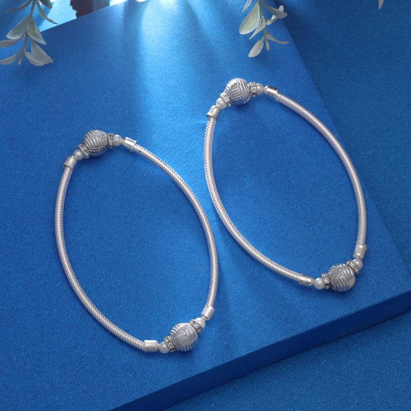 Silver color oxidised anklet