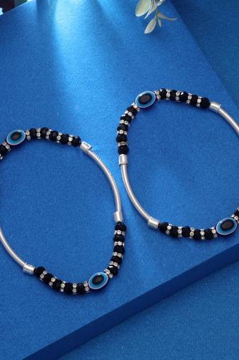 Blue color oxidised anklet