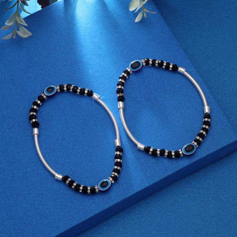 Blue color oxidised anklet