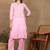 Women pink cotton floral chikankari embroidered straight kurta & palazzo set