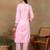 Women pink cotton floral chikankari embroidered straight kurta & palazzo set