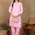 Women pink cotton floral chikankari embroidered straight kurta & palazzo set