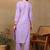 Women lavendar ethnic motifs embroidered cotton chikankari kurta set with palazzo