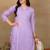 Women lavendar ethnic motifs embroidered cotton chikankari kurta set with palazzo
