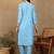 Women blue ethnic motifs embroidered cotton floral chikankari kurta set with palazzo