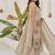 Beige mirror work satin silk stitched straight kurta set with pant for women