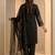 Black thread work cotton stitched straight kurta set with pant for women
