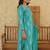 Sky blue paisley printed rayon stitched straight kurta set with pant for women