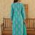 Sky blue paisley printed rayon stitched straight kurta set with pant for women
