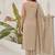 Beige mirror work satin silk stitched straight kurta set with pant for women