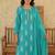 Sky blue paisley printed rayon stitched straight kurta set with pant for women