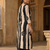 Black stripe printed cotton stitched straight kurta set with pant for women