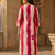 Pink stripe printed cotton stitched straight kurta set with pant for women