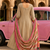 Beige ethnic printed satin stitched anarkali kurta set with straight pant for women